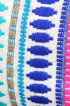 3-Ply Blue & Multi Cotton Jacquard Fabric Fashion Mask With Mobile Sling