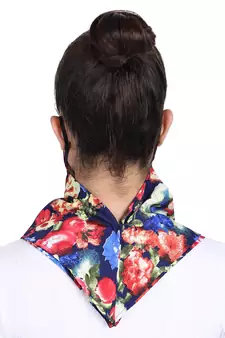 3-Ply Reusable Navy & Multi Floral Printed Poly Cotton Scarf Style Fashion Mask