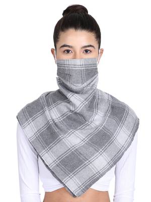 3-Ply Reusable Grey & White Checkered Acrowool Scarf Style Fashion Mask 1