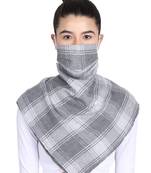 3-Ply Reusable Grey & White Checkered Acrowool Scarf Style Fashion Mask