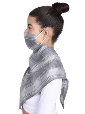 3-Ply Reusable Grey & White Checkered Acrowool Scarf Style Fashion Mask 3