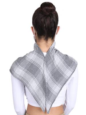 3-Ply Reusable Grey & White Checkered Acrowool Scarf Style Fashion Mask 4