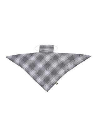 3-Ply Reusable Grey & White Checkered Acrowool Scarf Style Fashion Mask 6