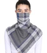 Anekaant 3-Ply Reusable Grey & Navy Checkered Acrowool Scarf Style Fashion Mask