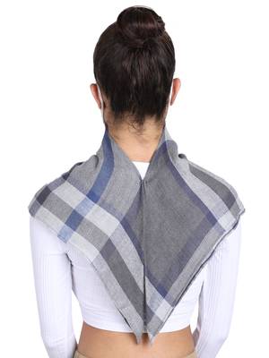 Anekaant 3-Ply Reusable Grey & Navy Checkered Acrowool Scarf Style Fashion Mask 4