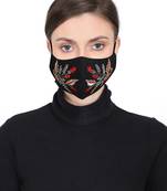 3-Ply Reusable Black Red & Gold Embroidered Cotton Fabric Fashion Mask