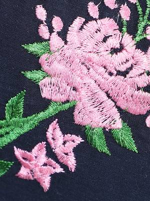Anekaant 3-Ply Reusable Navy Pink & Green Floral Embroidered Cotton Fabric Fashion Mask 6