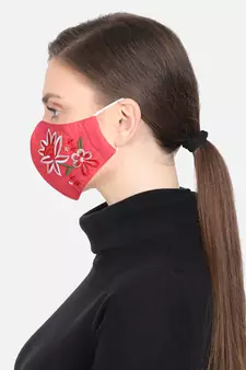 3-Ply Reusable Pink & Multi Floral Embroidered Cotton Fabric Fashion Mask