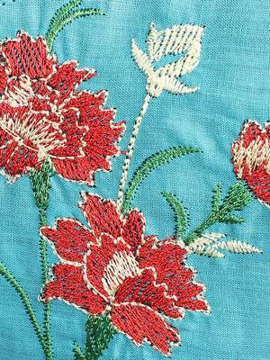 3-Ply Reusable Teal Green & Multi Floral Embroidered Cotton Fabric Fashion Mask 6