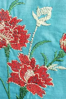 3-Ply Reusable Teal Green & Multi Floral Embroidered Cotton Fabric Fashion Mask