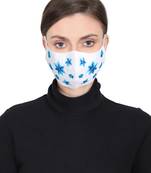 3-Ply Reusable White & Blue Floral Embroidered Cotton Fabric Fashion Mask
