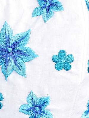 3-Ply Reusable White & Blue Floral Embroidered Cotton Fabric Fashion Mask 6
