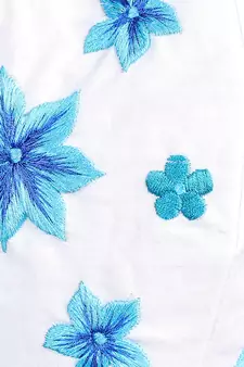 3-Ply Reusable White & Blue Floral Embroidered Cotton Fabric Fashion Mask