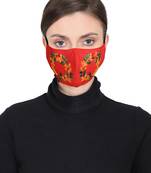 3-Ply Reusable Red & Multi Embroidered Cotton Fabric Fashion Mask