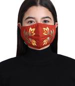 3-Ply Reusable Rust & Multi Embroidered Cotton Fabric Fashion Mask