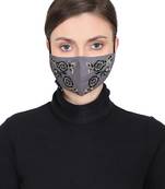 3-Ply Reusable Grey, Black & Multi Floral Embroidered Cotton Fabric Fashion Mask
