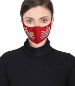 3-Ply Reusable Red & Gold Patch Work Cotton Fabric Fashion Mask