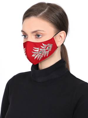 3-Ply Reusable Red & Gold Patch Work Cotton Fabric Fashion Mask 2