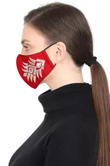 3-Ply Reusable Red & Gold Patch Work Cotton Fabric Fashion Mask
