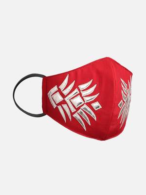 3-Ply Reusable Red & Gold Patch Work Cotton Fabric Fashion Mask 4