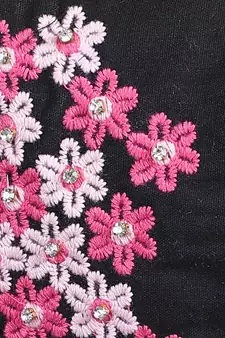 3-Ply Reusable Black & Pink Floral Embroidered Cotton Fabric Fashion Mask