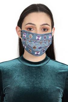 3-Ply Reusable Blue & Multi Embroidered Cotton Fabric Fashion Mask