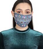 3-Ply Reusable Blue & Multi Embroidered Cotton Fabric Fashion Mask