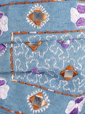 3-Ply Reusable Blue & Multi Embroidered Cotton Fabric Fashion Mask 6