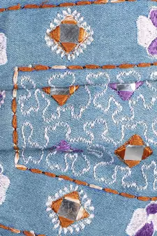 3-Ply Reusable Blue & Multi Embroidered Cotton Fabric Fashion Mask