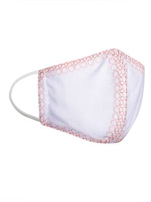 3-Ply Reusable White & Coral Embroidered Cotton Fabric Fashion Mask 4