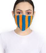 3-Ply Reusable Orange & Navy Crochet Handmade Acrowool Fabric Fashion Winter Mask