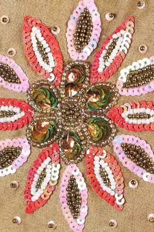3-Ply Beige & Multi Faux Silk Embellished Fabric Fashion Mask