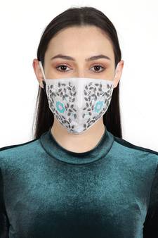 3-Ply White & Silver Faux Silk Embellished Fabric Fashion Mask