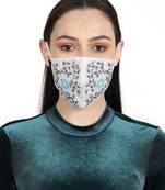 3-Ply White & Silver Faux Silk Embellished Fabric Fashion Mask