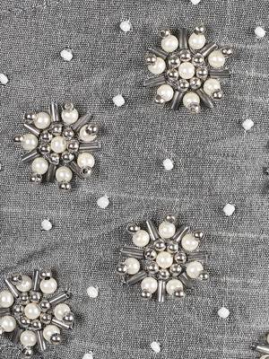3-Ply Grey & White Faux Silk Embellished Fabric Fashion Mask 6