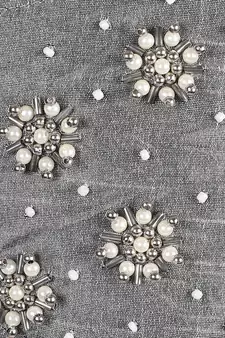 3-Ply Grey & White Faux Silk Embellished Fabric Fashion Mask