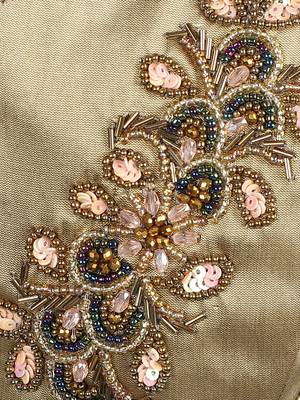 3-Ply Beige & Multi Faux Silk Embellished Fabric Fashion Mask 6