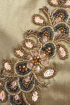 3-Ply Beige & Multi Faux Silk Embellished Fabric Fashion Mask
