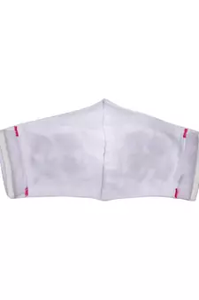 3-Ply White & Pink Cotton Floral Embroidered Fabric Fashion Mask