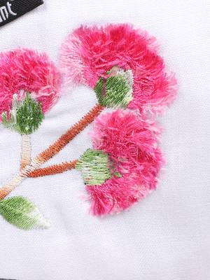 3-Ply White & Pink Cotton Floral Embroidered Fabric Fashion Mask 6