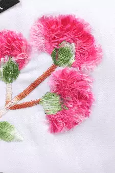 3-Ply White & Pink Cotton Floral Embroidered Fabric Fashion Mask