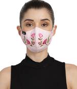 3-Ply Pastel Pink & Multi Cotton Floral Embroidered Fabric Fashion Mask