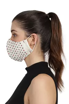 3-Ply Cream & Multi Cotton Embroidered Fabric Fashion Mask
