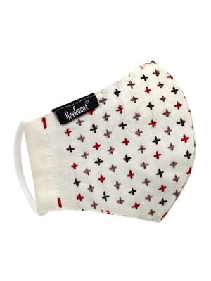 3-Ply Cream & Multi Cotton Embroidered Fabric Fashion Mask 4