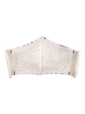 3-Ply Cream & Multi Cotton Embroidered Fabric Fashion Mask 5