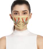 3-Ply Gold & Multi Faux Silk Embellished Fabric Fashion Mask