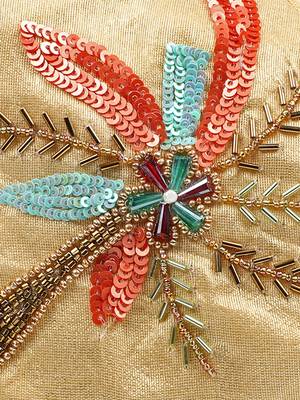 3-Ply Gold & Multi Faux Silk Embellished Fabric Fashion Mask 6