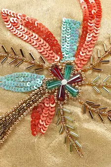 3-Ply Gold & Multi Faux Silk Embellished Fabric Fashion Mask
