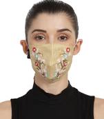 3-Ply Gold & Multi Faux Silk Embellished Fabric Fashion Mask