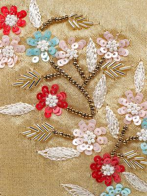 3-Ply Gold & Multi Faux Silk Embellished Fabric Fashion Mask 6